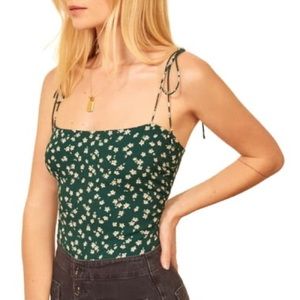 Reformation Lupe top in green floral